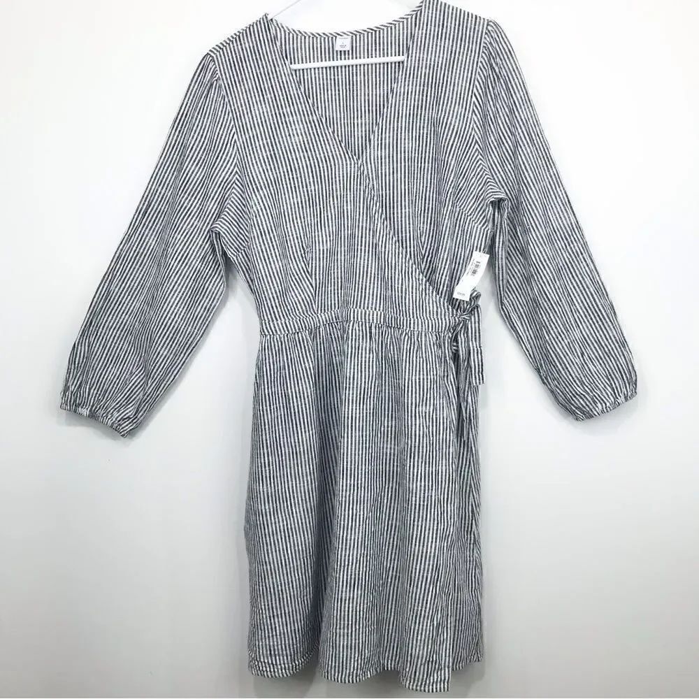 Old Navy NEW Nautical Blue Pinstriped Wrap Dress